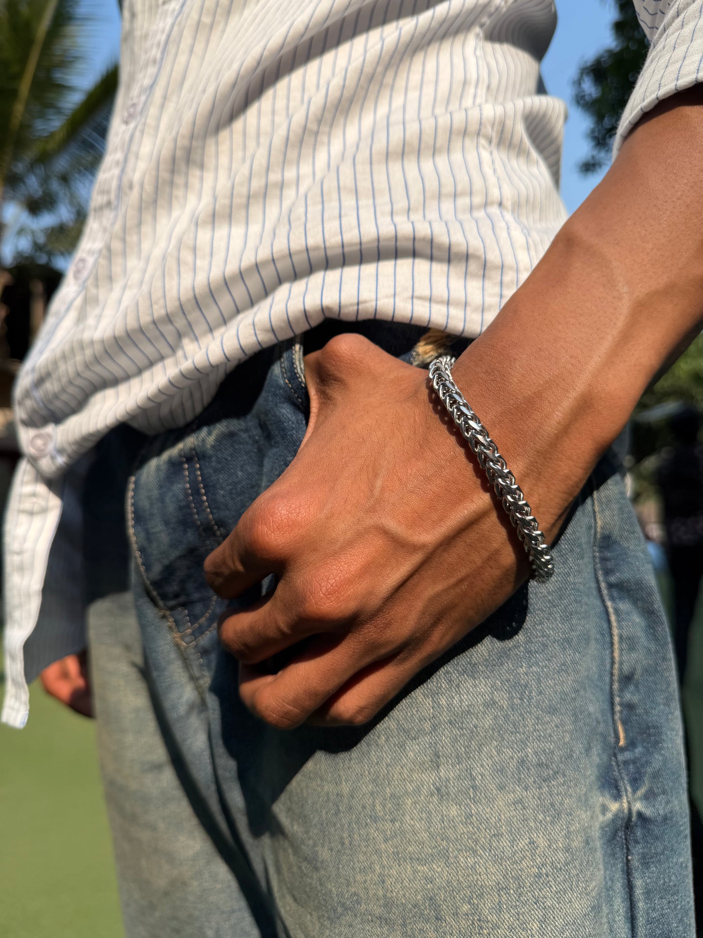 AstraWeave Silver Bracelet