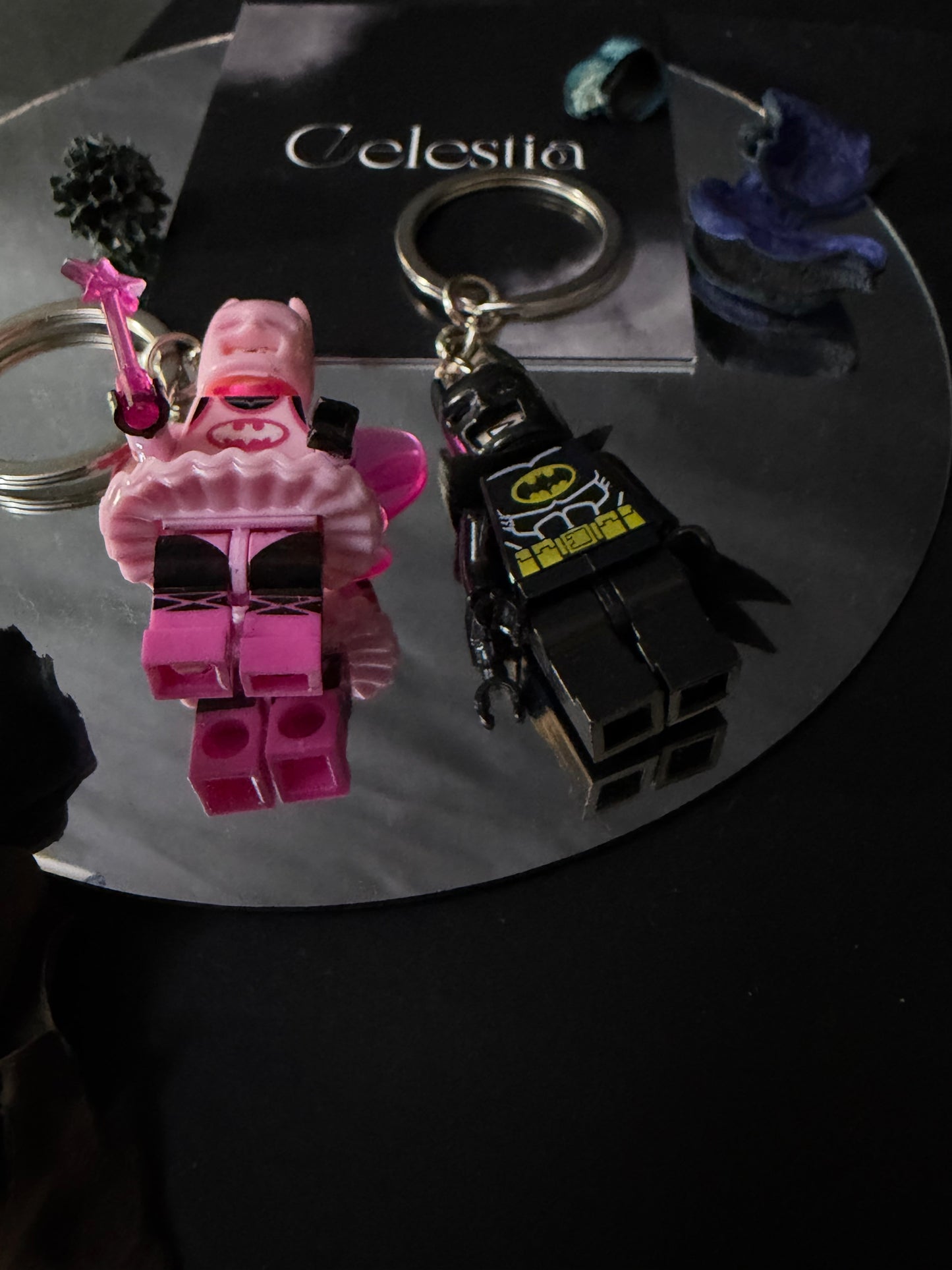 Batman and Batwoman keychain