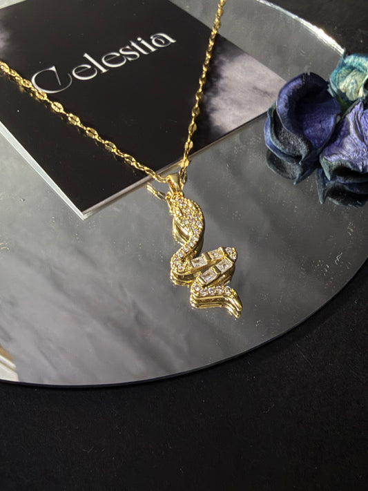 Iced Golden Snake pendant