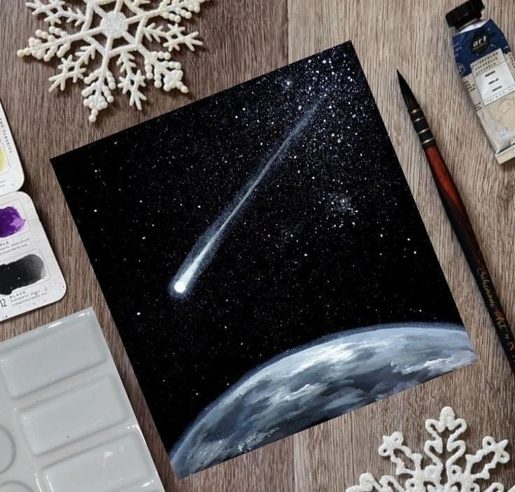 shooting star with moon